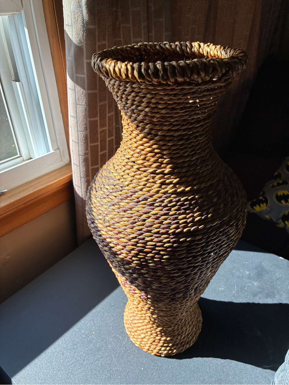Handwoven Decorative Woven Vase - Natural Brown